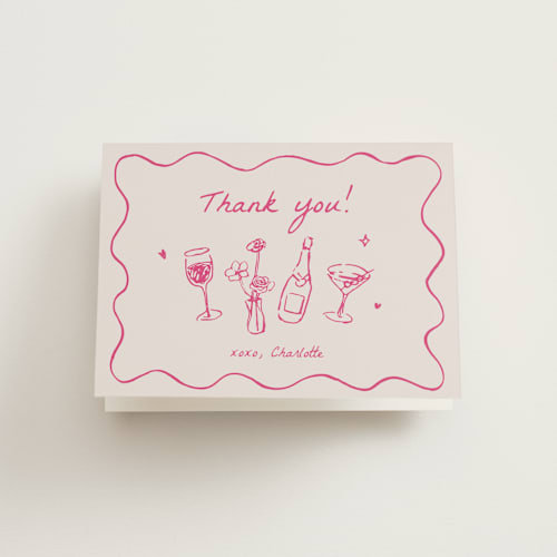 This is a rosebud bridal shower thank you cards with standard by Cass Loh called chic soirée printing on strathmore in standard