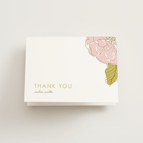 This is a pink bridal shower thank you cards with standard by Oscar and Emma - Karly Depew called simple sophisticate printing on strathmore in standard