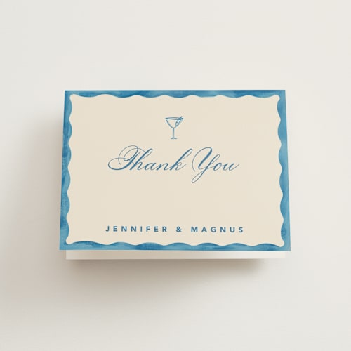 This is a almalfi bridal shower thank you cards with standard by Creo Study called formal scallop printing on strathmore in standard