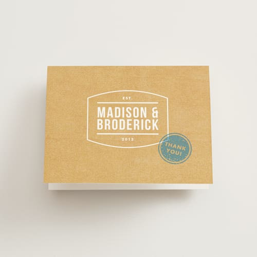 This is a brown | red bridal shower thank you cards with standard by Jennifer Wick called calling all chefs printing on strathmore in standard