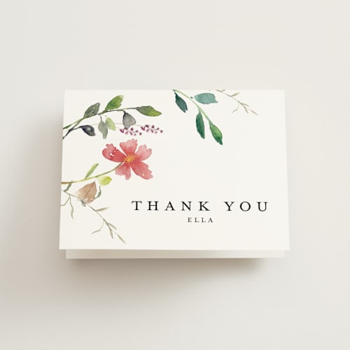 This is a floral bridal shower thank you cards with standard by Mere Paper called spring wildflowers printing on strathmore in standard