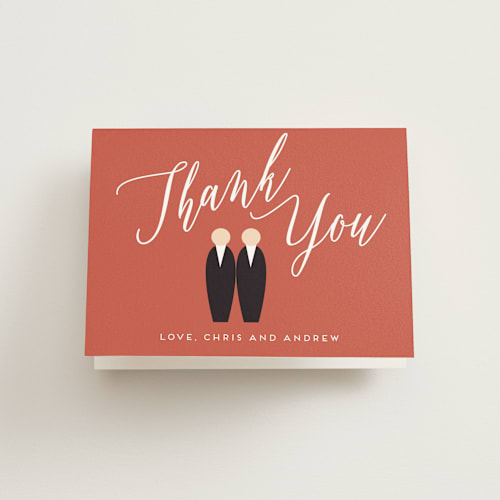 This is a pomegranate bridal shower thank you cards with standard by Haley Warner called couple's brunch printing on strathmore in standard