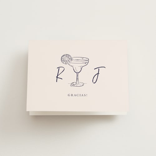 This is a blush bridal shower thank you cards with standard by Janelle Kelly called tacos & tequila printing on strathmore in standard