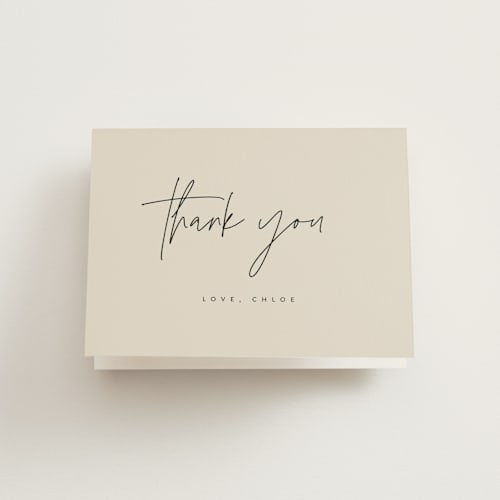This is a natural bridal shower thank you cards with standard by Kelly Schmidt called layered printing on strathmore in standard