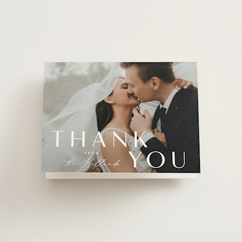 This is a onyx wedding thank you cards with standard by Emily Betts called modern classic names printing on strathmore in standard