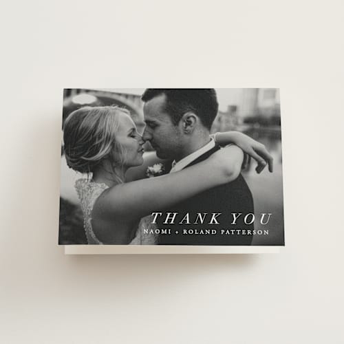 This is a cream wedding thank you cards with standard by Hooray Creative called neutrality printing on strathmore in standard