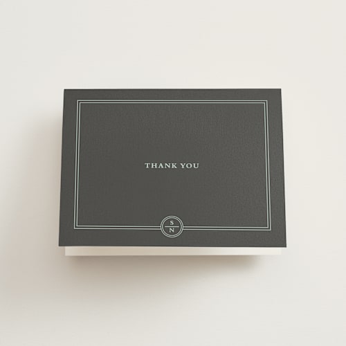 This is a robins egg wedding thank you cards with standard by Olivia Raufman called notable printing on strathmore in standard