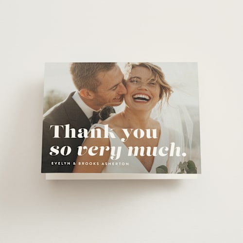 This is a panda wedding thank you cards with standard by Lea Delaveris called make it official printing on strathmore in standard
