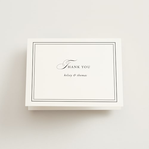 This is a snow wedding thank you cards with standard by Kimberly FitzSimons called story line printing on strathmore in standard