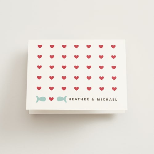 This is a tropical sea wedding thank you cards with standard by Ling Wang called only fish for me printing on strathmore in standard