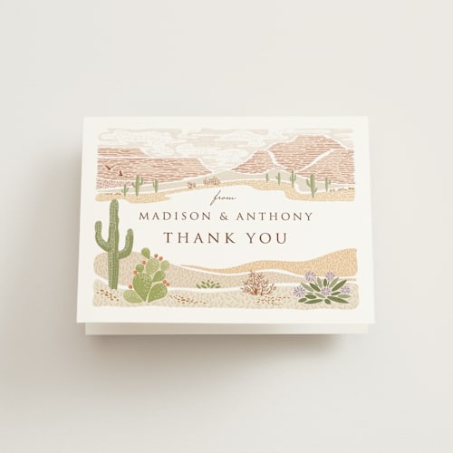 This is a red rock wedding thank you cards with standard by Paper Sun Studio called westward printing on strathmore in standard