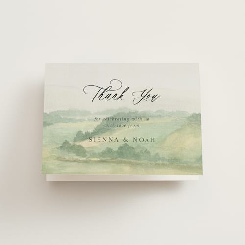 This is a meadow wedding thank you cards with standard by Elly called the vow printing on strathmore in standard