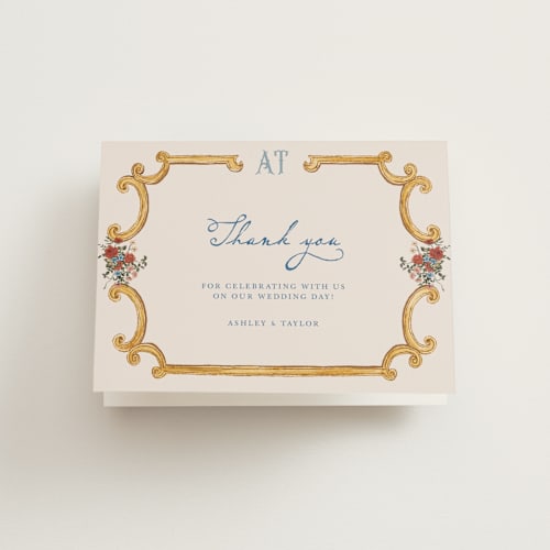 This is a royal wedding thank you cards with standard by Cass Loh called swan crest printing on strathmore in standard