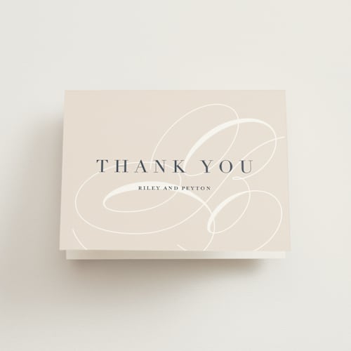 This is a latte wedding thank you cards with standard by Lauren Chism called fresh monogram printing on strathmore in standard