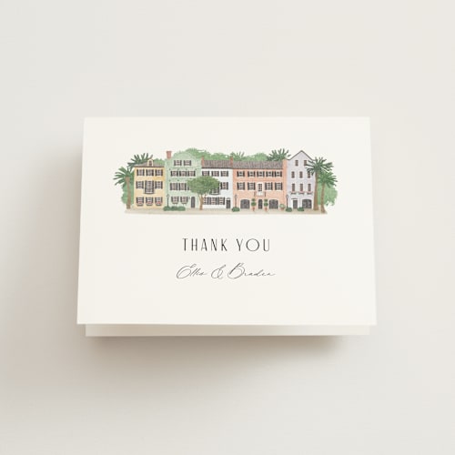 This is a lily wedding thank you cards with standard by Jennifer Wick called east bay street printing on strathmore in standard