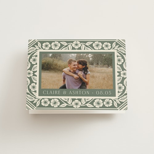 This is a eucalyptus wedding thank you cards with standard by Katharine Watson called floral diamond printing on strathmore in standard