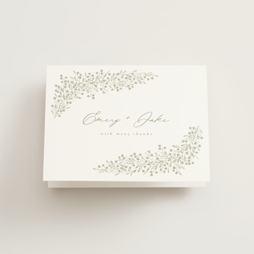 This is a leaf wedding thank you cards with standard by Kristie Kern called villa printing on strathmore in standard