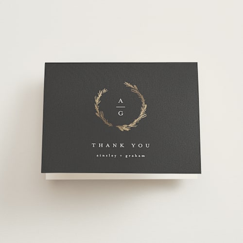 This is a onyx wedding thank you cards with foil pressed by Kristie Kern called panache printing on strathmore in standard