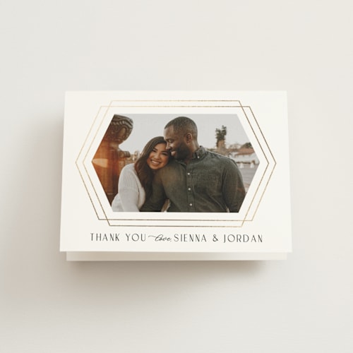 This is a cloud wedding thank you cards with foil pressed by Carly Reed Walker called formally printing on strathmore in standard