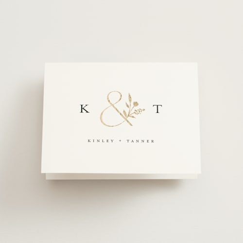 This is a cotton wedding thank you cards with foil pressed by Jennifer Postorino called wildflower printing on strathmore in standard