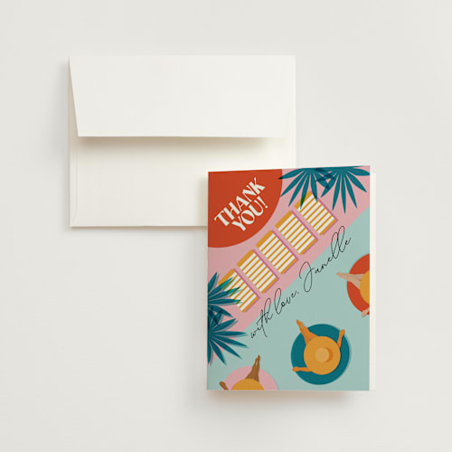 This is a mimosa wedding thank you cards with standard by Jenna Holcomb called last splash printing on strathmore in standard