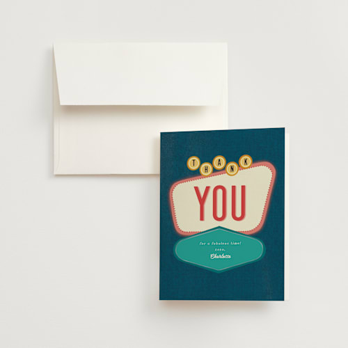 This is a velvet wedding thank you cards with standard by Cindy Reynolds called vintage sign printing on strathmore in standard