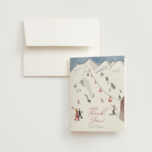 This is a lodge wedding thank you cards with standard by Jenna Holcomb called last ride printing on strathmore in standard