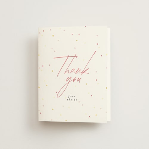 This is a chalk wedding thank you cards with standard by Angela Thompson called champagne confetti printing on strathmore in standard