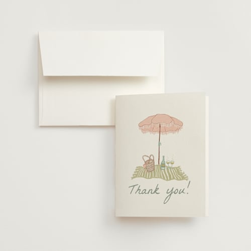 This is a seafoam wedding thank you cards with standard by Erin Kessler called beach bachelorette printing on strathmore in standard