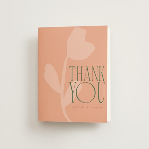 This is a poppy wedding thank you cards with standard by Morgan Kendall called bloom printing on strathmore in standard