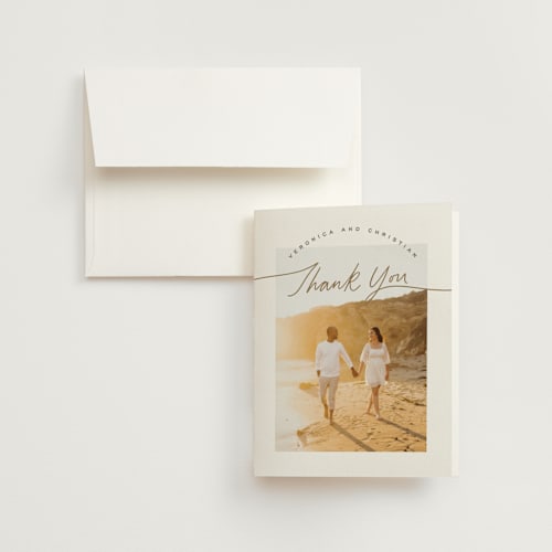 This is a lily wedding thank you cards with standard by Creo Study called scripted snapshot printing on strathmore in standard