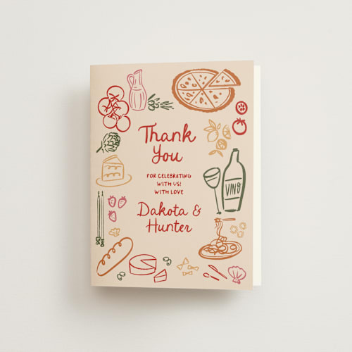 This is a cabernet wedding thank you cards with standard by Jenna Holcomb called that's amore. printing on strathmore in standard