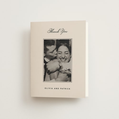 This is a dusty rose wedding thank you cards with standard by Creo Study called natty printing on strathmore in standard