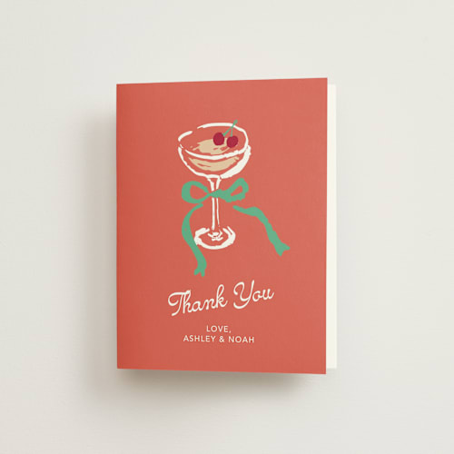 This is a tropical frizz wedding thank you cards with standard by Cass Loh called sip & celebrate printing on strathmore in standard