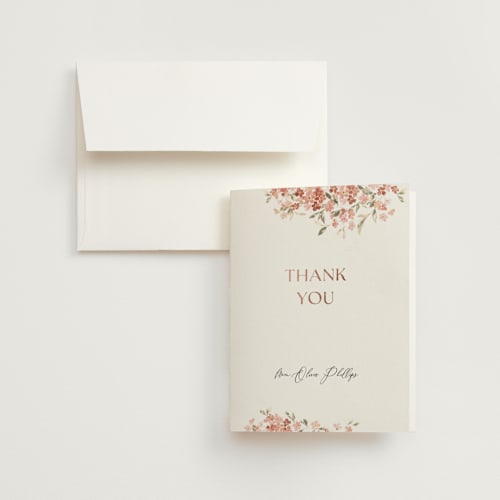 This is a petal wedding thank you cards with foil pressed by Itsy Belle Studio called botanical cheers printing on strathmore in standard