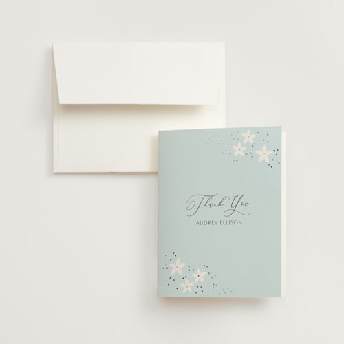 This is a cinderella blue wedding thank you cards with foil pressed by Itsy Belle Studio called wedding dress printing on strathmore in standard