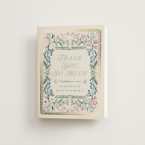 This is a evergreen wedding thank you cards with foil pressed by Petra Kern called book cover printing on strathmore in standard