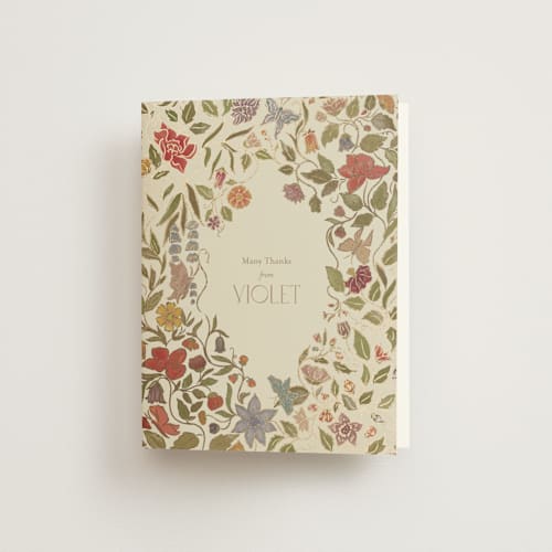 This is a mint wedding thank you cards with foil pressed by Simona Camp called radiant botany printing on strathmore in standard