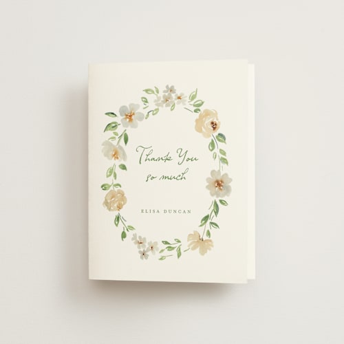 This is a greenery bridal shower thank you cards with standard by Petra Kern called elise printing on strathmore in standard