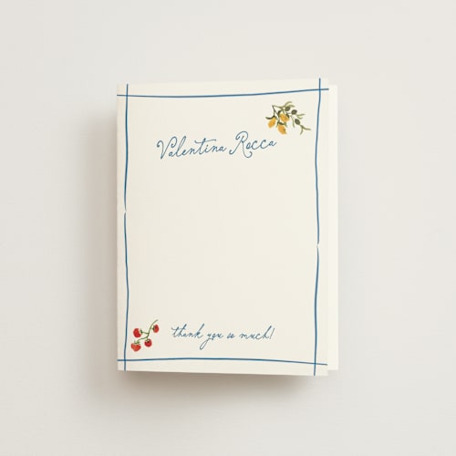 This is a mediterraneo bridal shower thank you cards with standard by Tamara Hilje called fresh border printing on strathmore in standard