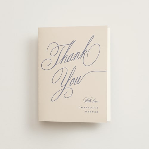 This is a luna blue bridal shower thank you cards with standard by Pixel and Hank called elegant moon printing on strathmore in standard