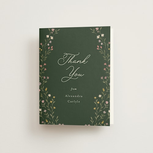 This is a juniper bridal shower thank you cards with standard by Katherine Moynagh called floral greenery printing on strathmore in standard