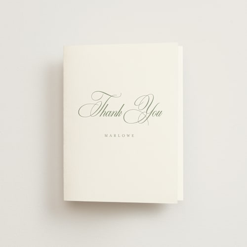This is a garden bridal shower thank you cards with standard by Kelly Schmidt called chic script printing on strathmore in standard