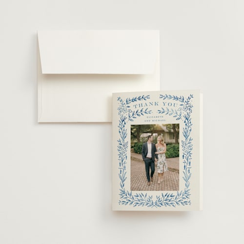 This is a cobalt bridal shower thank you cards with standard by Petra Kern called royal printing on strathmore in standard