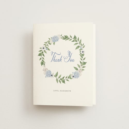 This is a periwinkle bridal shower thank you cards with standard by Design Lotus called sweethearts printing on strathmore in standard