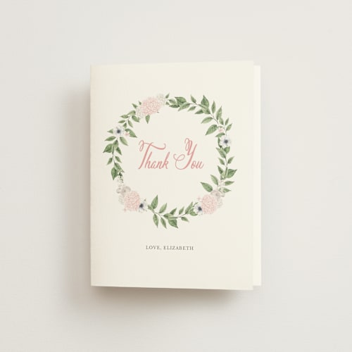 This is a pinched bridal shower thank you cards with standard by Design Lotus called sweethearts printing on strathmore in standard