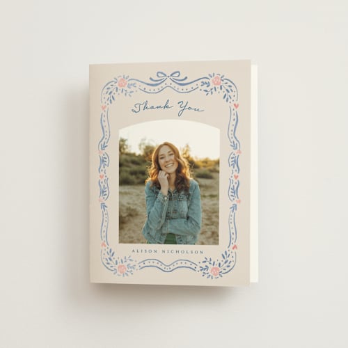 This is a jeans bridal shower thank you cards with standard by Petra Kern called yay printing on strathmore in standard