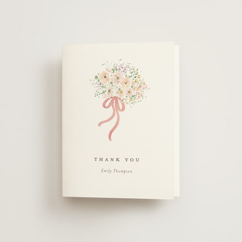 This is a carnation bridal shower thank you cards with standard by Itsy Belle Studio called love is blooming printing on strathmore in standard