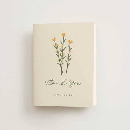 This is a cream bridal shower thank you cards with standard by Adelyn T. called pencil bouquet printing on strathmore in standard