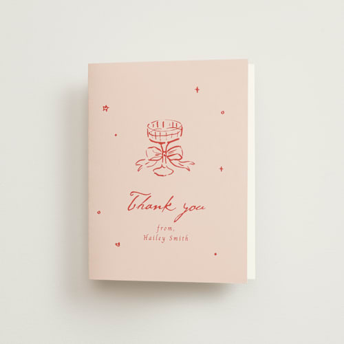 This is a scarlet bridal shower thank you cards with standard by Cass Loh called cheers to love printing on strathmore in standard